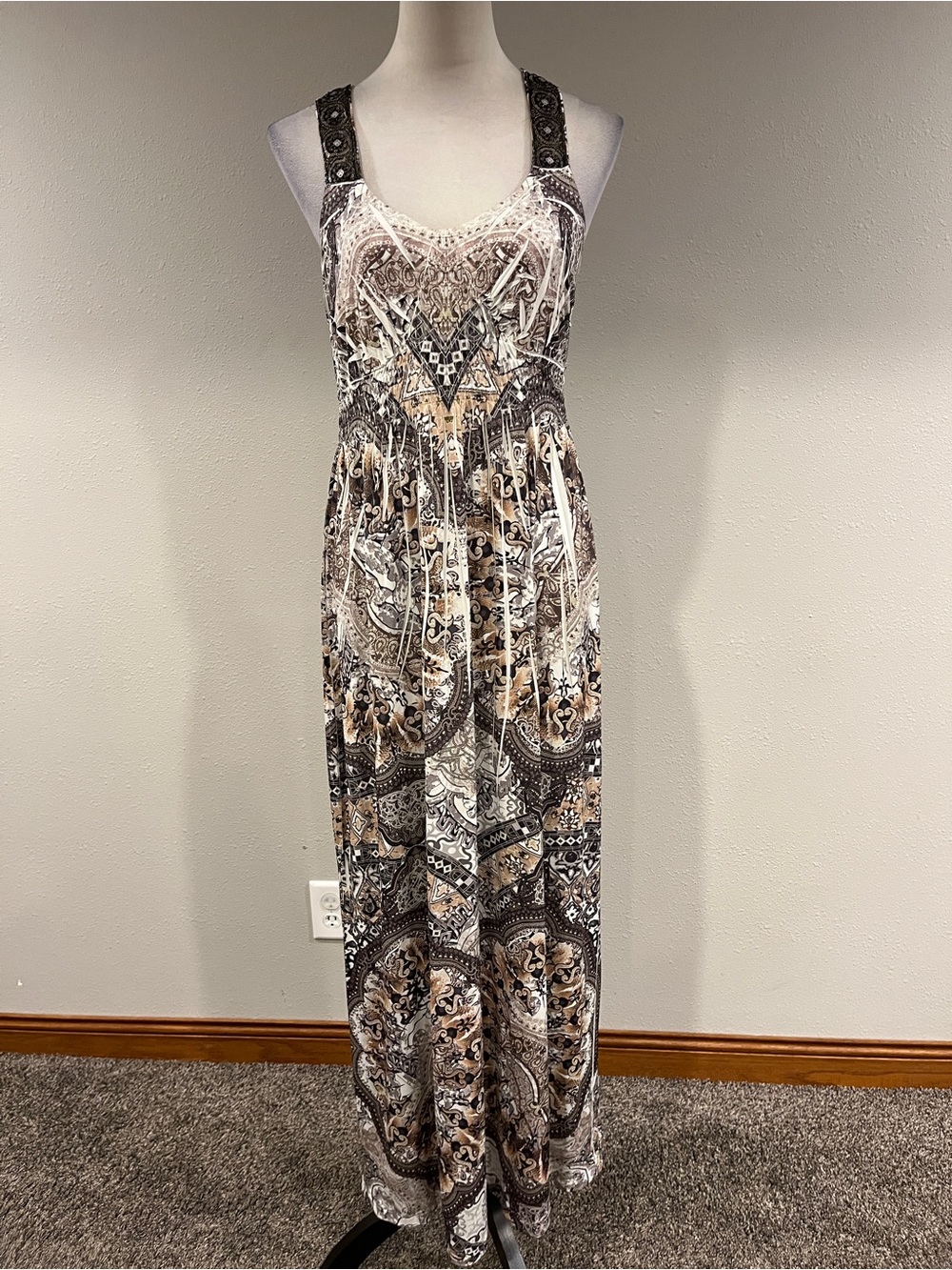 Apt 9 Sleeveless Paisley Maxi Dress with sequins size small